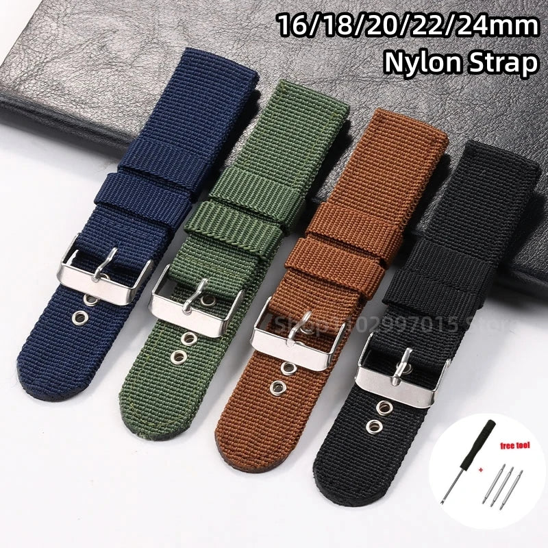 16mm 18mm 20mm 22mm 24mm Nylon Woven Strap for Omega for Seiko Wristband Military Sport Watch Band Canvas Belt Men's Accessories