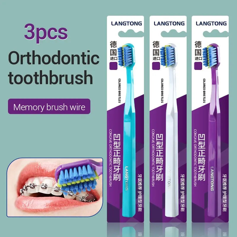 3PC Clean Orthodontic Braces Adult Orthodontic Toothbrushes Dental Tooth Brush Soft Bristle Toothbrush For Oral Health Care