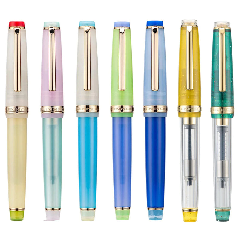 Jinhao 82 Fountain Pen Customized Mixed Macaron Color Acrylic EF/F/M/Bent Nib Golden Trim with Converter Writing Pen