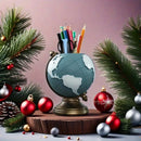 Creative Globe Pen Holder Resin Desk Organizer for Office and Home Decor Unique Geographic Pen and Pencil Storage