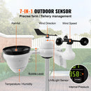 SucceBuy 7-in-1 Wi-Fi Weather Station, 7.5 in Color Display Solar Wireless Outdoor Sensor Alarm Alerts for Temperature Humidity