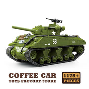 M4A3 Medium Tank Building Blocks T34/76 Armored Cars Bricks Model WW2 Classic Military Toys Adult Boys Kids Christmas Gifts DIY