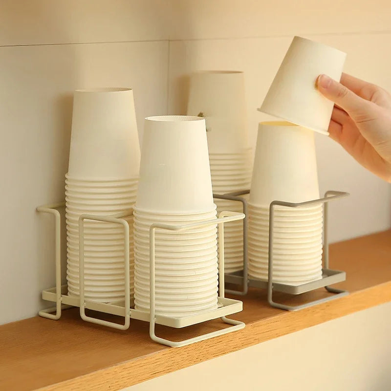 Multipurpose Paper Cup Holder Desktop Disposable Cups Organizer Dispenser Durable Mini Tea Bags Coffee Pods Storage Organizer