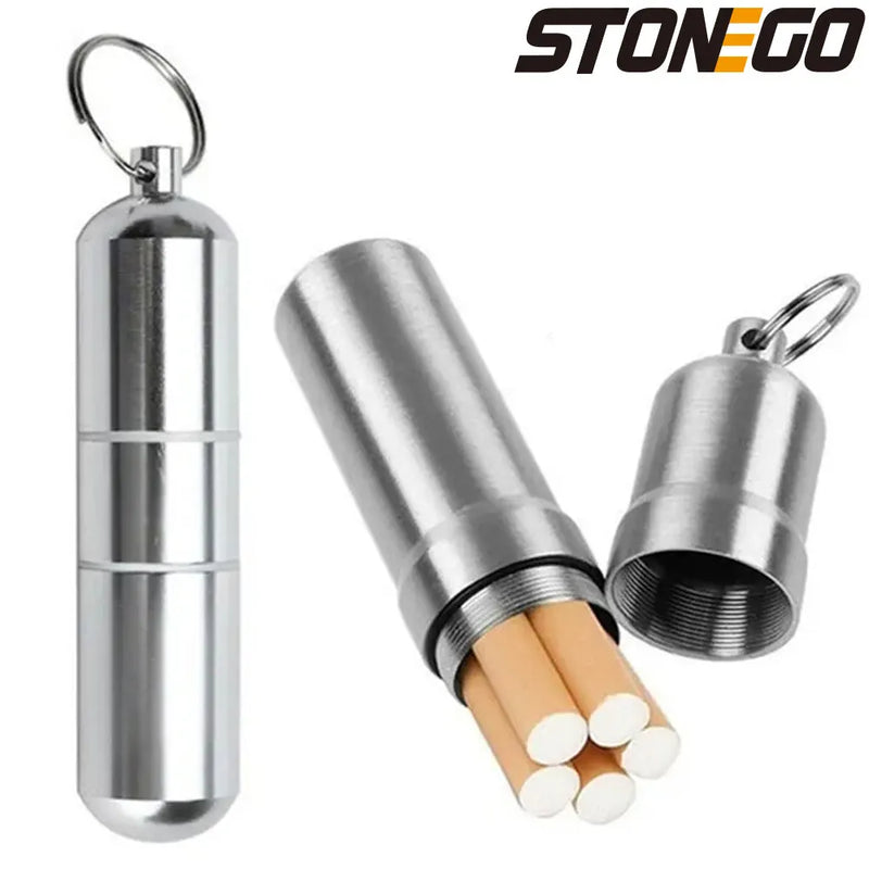 Waterproof Aluminum Pill Box Case Bottle Cache Drug Holder for Traveling Camping Container Keychain Medicine Box Health Care