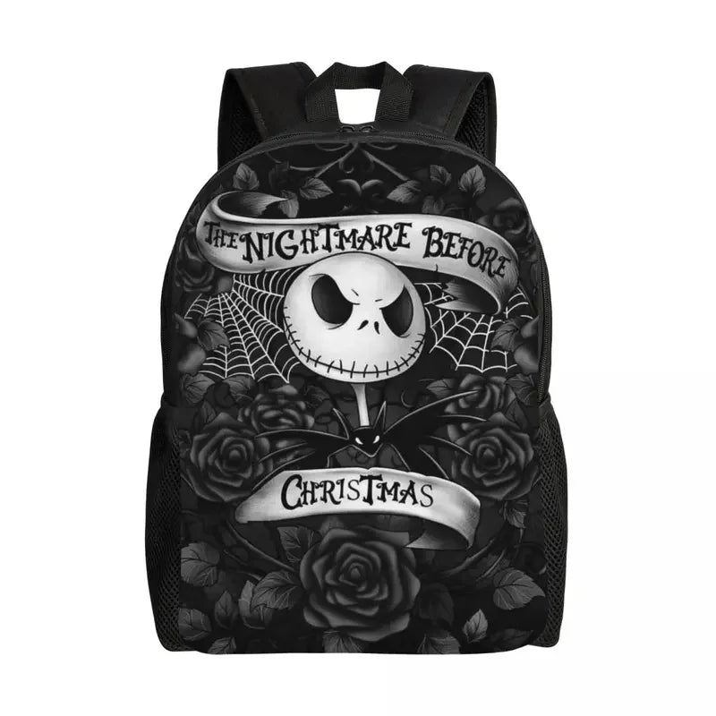 Custom Nightmare Before Christmas Backpacks for Men Women School College Student Bookbag Skellington Halloween Skull Bags