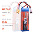 Sunpadow 2250mAh 3S Lipo Battery for 11.1V 25C with XT60 Plug for RC Airplane Quadcopter Drone FPV Helicopter Racing Hobby