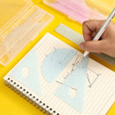 4pcs/box Ins Gradient Rulers Straight Triangle Ruler Protractor Drawing Painting Drafting Tool Korean Stationery Office Supplies