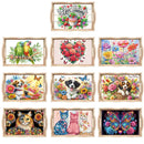 Wooden Animals Flowers 5D DIY Diamond Painting Serving Tray with Handle DIY Diamond Painting Food Tray Kit for Coffee Table