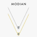MODIAN 925 Sterling Silver Simple 4mm Zircon Link Chain Pendant Necklace Fine Jewelry Fashion Choker Necklace For Women