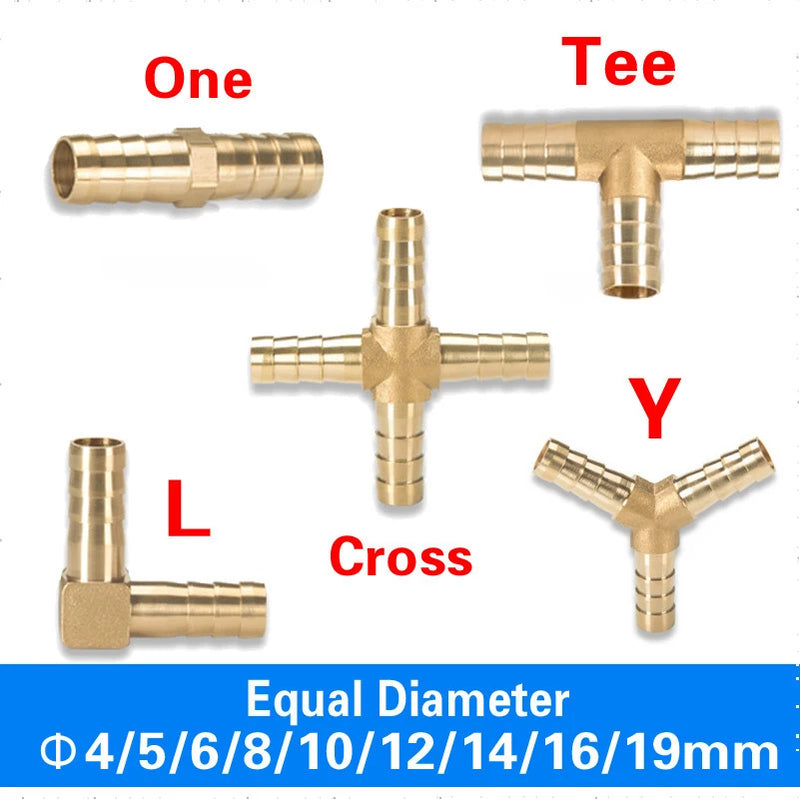 Brass Barb Pipe Fitting 2 3 4 way connector For 4mm 5mm 6mm 8mm 10mm 12mm 16mm 19mm hose copper Pagoda Water Tube Fittings