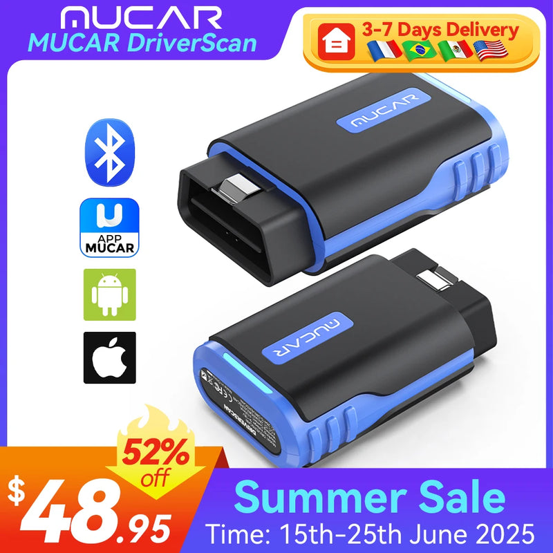 MUCAR DriverScan OBD2 Scanner Smart Diagnostic Tool Full System Diagnosis 15 reset Bi-directional code reader 1 Year Free
