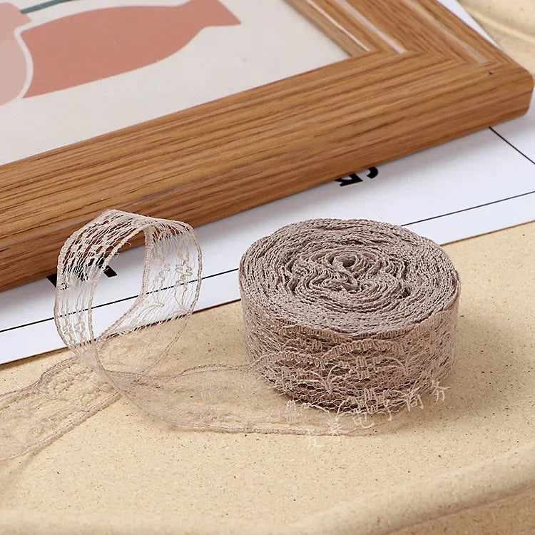 10Meters/Roll 2.2CM Non-Stretchy Lace Ribbon DIY Handmade Crafts Material Christmas Halloween Wedding Party Gift Wrapping Tape