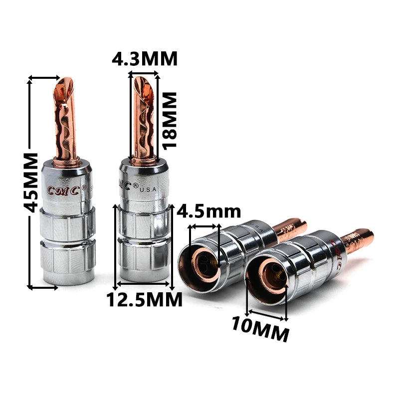 12/8/4pcs Speaker Banana Plug Connector No Soldering Copper Jack Male Plug Screw Wire Adapter for Audio Video Cable Connector