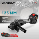 YOFIDRA 1200W 125MM Brushless Electric Angle Grinder Handheld Cordless Polishing Cutting Power Machine For 21V 18V Battery
