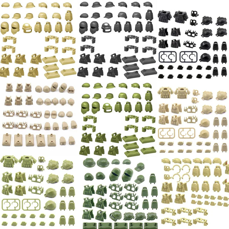 SWAT Military Special Forces camouflage Helmet Vest Soldier Army Mini Action Figures Team Set Parts Building Blocks Bricks Toys