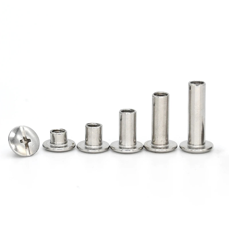 10pcs Stainless Steel Binding Chicago Screws Studs Rivets Slotted Belt Screw for DIY Photo Album Desk Menu Fasteners 8.5mm cap