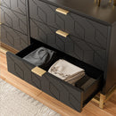 Black 6 Drawer Dresser for Bedroom, Wood Chest of Drawers with Metal Legs, Modern Storage Dresser Chest Cabinet Organizer
