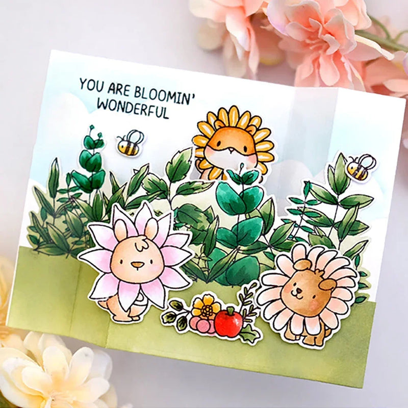 Birthday Cake Cute Frog Fox Animals Cutting Dies and Clear Stamps Bottle Thank You Words Dies For DIY Scrarpbooking Paper Craft