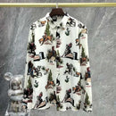 2025 men's European and American popular luxury fashion printed long sleeved shirt, high-quality and comfortable button up top