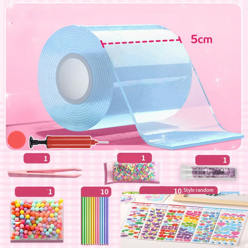 PET Nano Glue DIY Blow Bubble Nano Tape Nano Glue Double Sided Tape Nano Tape Sticky Ball Tape DIY Crafts Tape Toys Kids