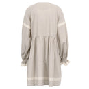 Women'S French Loose Dress Temperament Commuting V Neck Dress Lace Long Sleeve Loose Fitting Dresses Button Female Dress