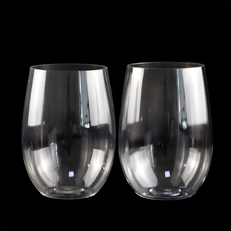 Plastic Stemless Wine Glasses Disposable 12 Oz 16 Oz Clear Plastic Wine Cups Shatterproof Recyclable and BPA Free 87HA