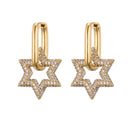 Hochwertige Zirkonia Creolen für Damen, elegante Stern-Kupfer-Ohrhänger, weiblicher Hochzeitsfeier-Schmuck, Pärchen-Geschenk