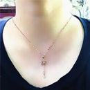 Pure Russian 585 Rose Gold Necklace XINGX Tassel Purple Gold Necklace Colored Gold Tassel Necklace for Women