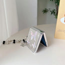 Cartoon Butterfly Mirror Wrist Chain Case for Samsung Galaxy Z Flip 5 4 3 flip5 Flip4 ZFlip Bracelet Make Up Shockproof Cover
