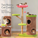 Large Cat Tree with 4 Spacious Condos Thick Scratching Post Flower Top Bed Tall Cat Tower for Indoor Luxury Cat House Bed Toys