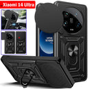 Armor Funda für Xiaomi 14 Ultra Hülle mit verschiebbarer Kameraobjektivschutz und Ringständer für Xiaomi 14 Ultra Capa
