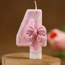 2th Birthday Candles Number 2 Candles with Pink Glitter Bow Happy Birthday Cake Topper Decoration for Party Celebrations