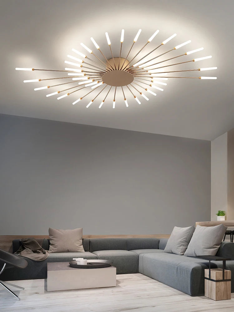 Modern LED Ceiling Chandelier lighting Living room Novelty fireworks shape light Nordic Black/Golden Home decor Bedroom fixtures