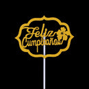 Spanish Cake Topper Happy Birthday Party Decoration Flowers Cake Baking Decor Cupcake Topper Bowknot Topper