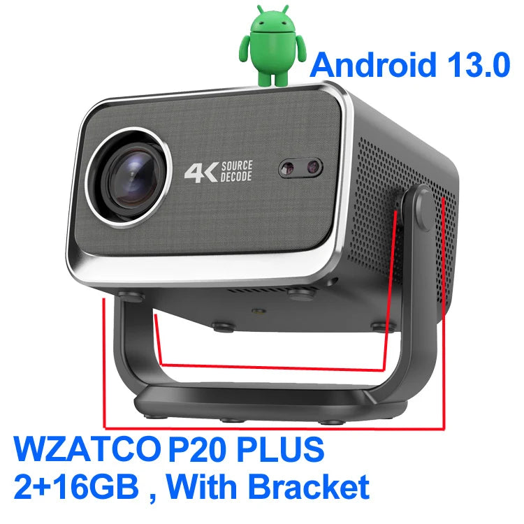 WZATCO P20 PLUS Android 13.0 Smart WiFi 6G 4K Full HD 1080P LCD LED Projector Auto Focus Video Home theater Proyectors with RJ45