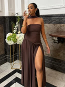 The Aurelian | Butter Yellow Mesh Strapless Pleated Evening Gown