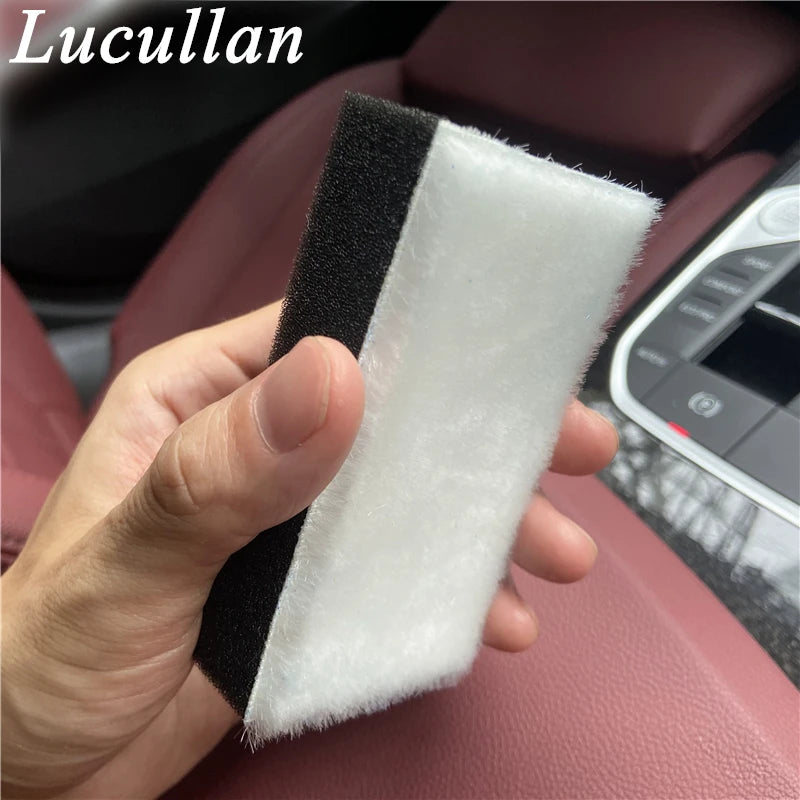 Lucullan Interior Scrubbing Pad White Side Bristle-Like Fibers and Black Handle Rough Scouring Sponge