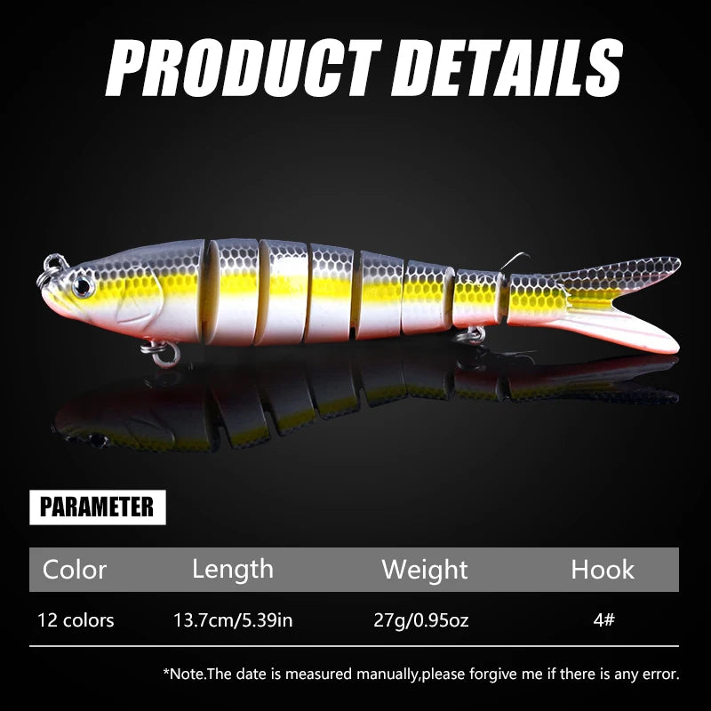 13.7cm 27g Sinking Wobblers 8 Segments Fishing Lures Multi Jointed Swimbait Hard Bait Fishing Tackle For Bass Isca Crankbait