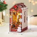 Robotime Book Nook Kit DIY Miniatur Puppenhaus Bausatz 3D Holzpuzzle Dekoration Geschenk mit LED-Beleuchtung Weihnachtsstraße und Haus