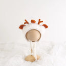 Newborn Wool Felt Fox Flower Bonnet Newborn Photography Props Baby Animal Floral Garden Hat Photo Shoot