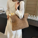Straw Woven Tote Bags Casual Large Luxury Design Capacity Handbag Beach Shoulder Simple Women's Bag Shopping Summer bolsos