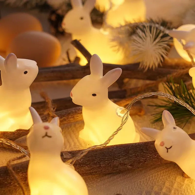 Easter Bunny String Lights Rabbit Shaped Fairy Lights Battery Operated Home Party Decor Night Lamp Bedroom Outdoor Decoration