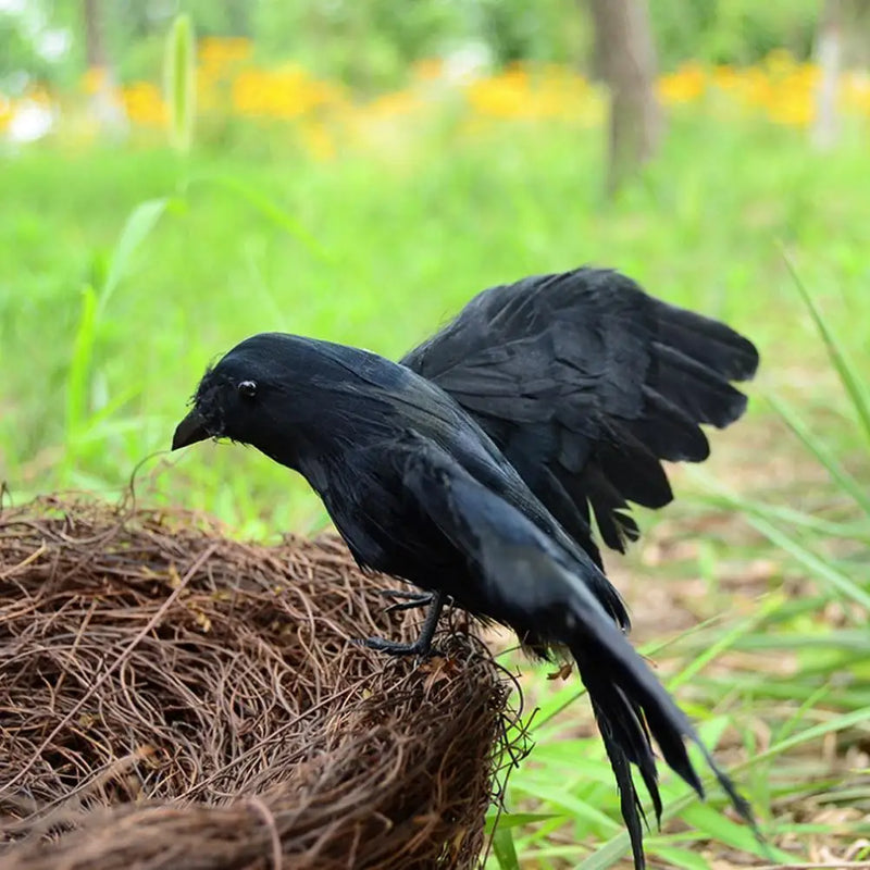 Simulation Black Crow Raven Bird Repellent Pest Control Halloween Artificial Crow Raven Prop Horror Scary Garden Decorations