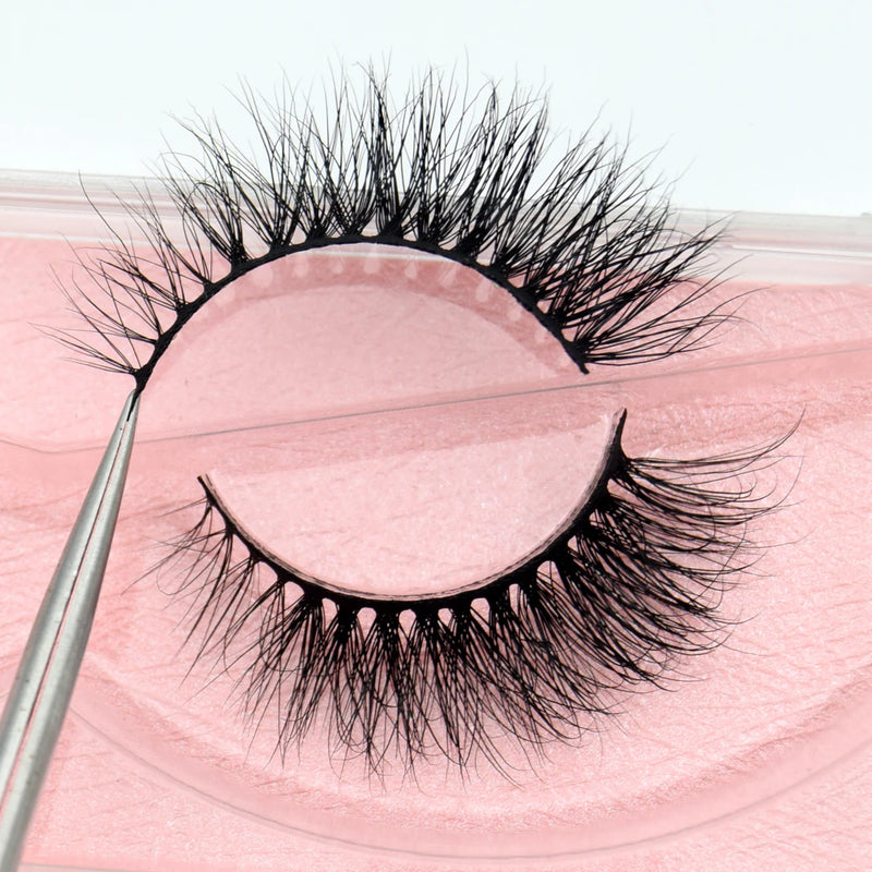 Visofree Half Mink Lashes Make Up False Eyelashes Hand Up Natural Long Mink Lashes Cruelty Free Crisscross Mink Fake Eyelashes