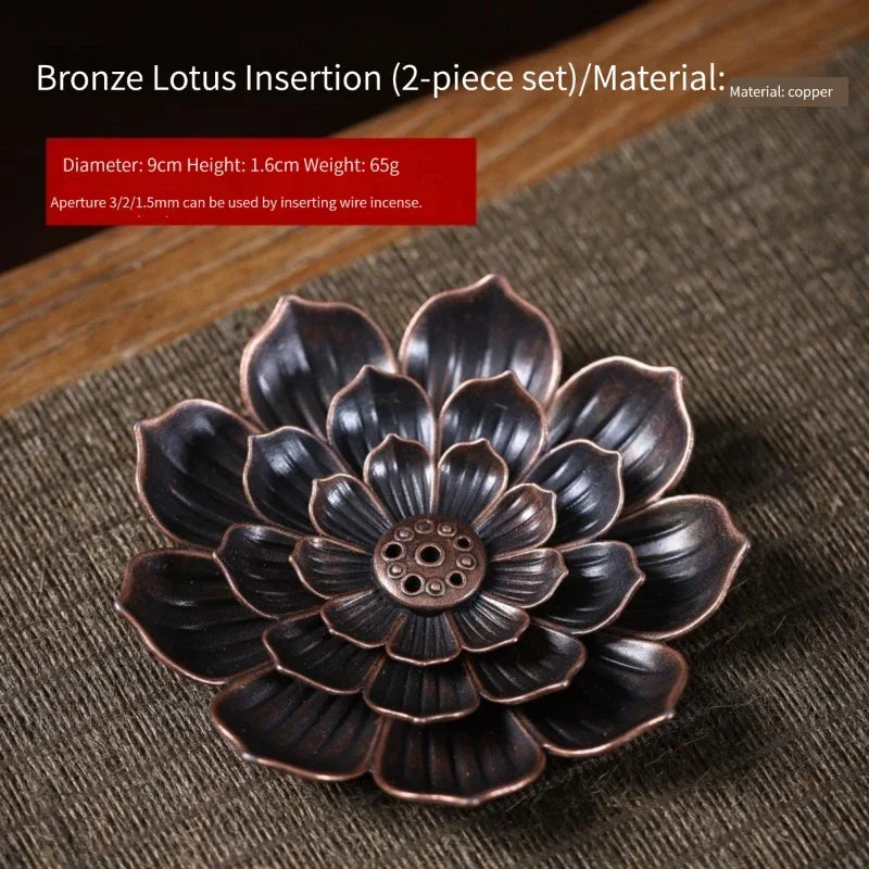 Alloy Incense Burner Stick Holder Buddhism Lotus Line Incense Plate Sandalwood Coil Base Temples Yoga Studios Home Decoration