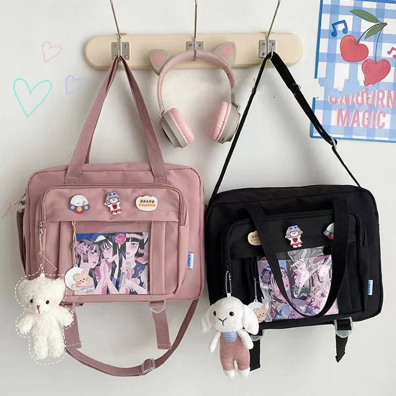 Japanese High School Girls JK Bag Transparent Handbags Book Bag Satchels Shoulder Bag Itabag Big Crossbody Bags Women Ita bag