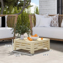 2in1 Outdoor Storage Box for Umbrella Base Umbrella Stand Table Wooden Patio Coffee End Table with Umbrella Hole Natural Wood