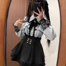 Harajuku Sweet Bow Black Plaid Dresses All-match Slim Fit Kawaii Lolita Dress for Women Autumn New Long Sleeve Vestidos De Mujer