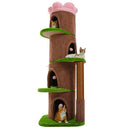 Large Cat Tree with 4 Spacious Condos Thick Scratching Post Flower Top Bed Tall Cat Tower for Indoor Luxury Cat House Bed Toys