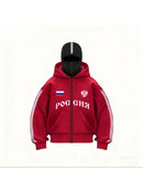 2025 Autumn Men Balaclava Y2K Gothic Harajuku Winter New Item Double Hooded Sweatshirt Men's Hooded Mask Zipper Sportswear Women